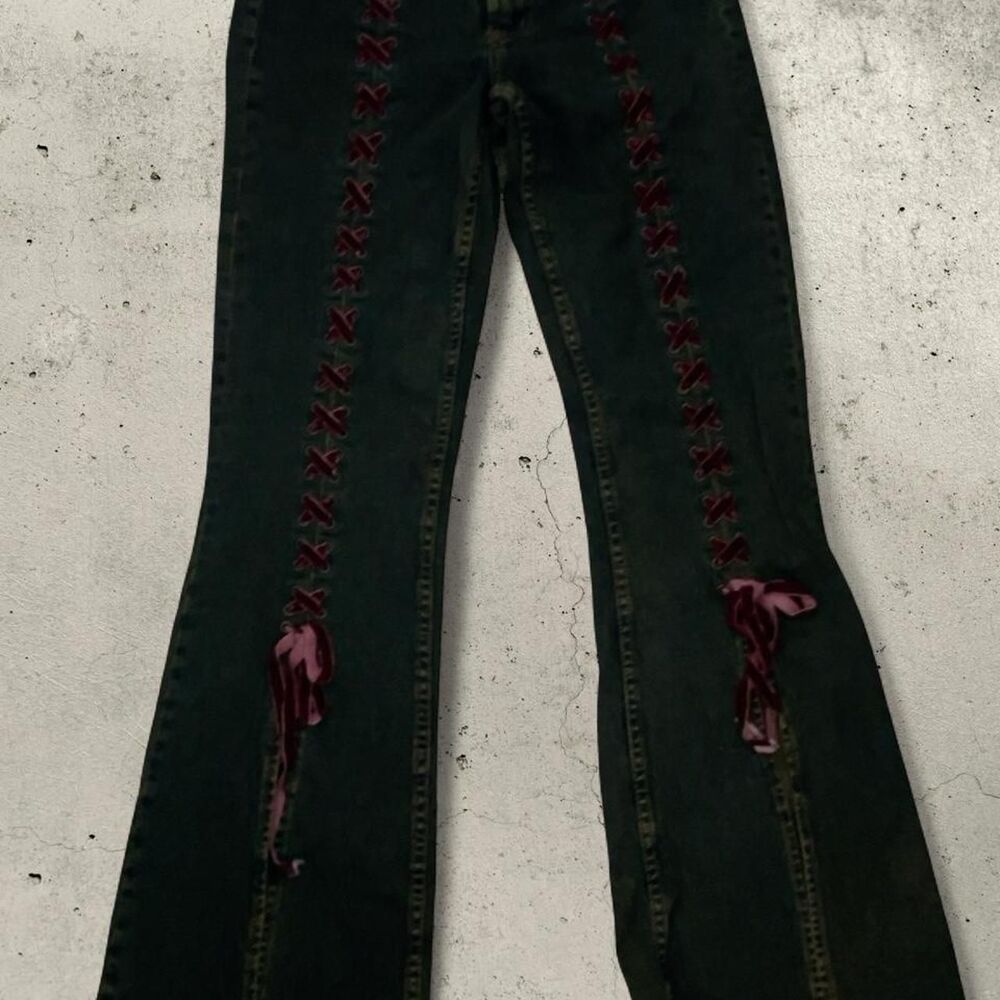 Y2K Low Rise Lace Up Flare Jeans Size 1